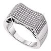 Image 1 : 0.50 CTW Mens Pave-set Diamond Rectangle Concave Cluster Ring 10KT White Gold - REF-52N4F