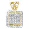 Image 1 : 0.20 CTW Diamond Square Cluster Pendant 10KT Yellow Gold - REF-19N4F