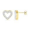 Image 1 : 0.12 CTW Diamond Heart Outline Screwback Earrings 10KT Yellow Gold - REF-12W2K