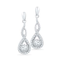 0.50 CTW Diamond Solitaire Teardrop Dangle Earrings 10KT White Gold - REF-52N4F