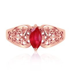 Genuine 0.20 CTW Ruby Ring Jewelry 14KT Rose Gold - REF-48A4K