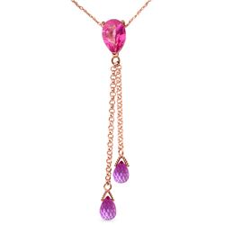 Genuine 3.75 ctw Pink Topaz Necklace Jewelry 14KT Rose Gold - REF-23T5A