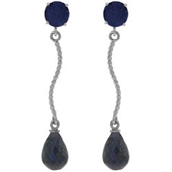 Genuine 7.9 ctw Sapphire Earrings Jewelry 14KT White Gold - REF-28A9K