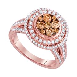 1.51 CTW Brown Diamond Cluster Bridal Engagement Ring 14KT Rose Gold - REF-157Y5X