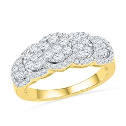 0.63 CTW Diamond Flower Cluster Ring 10KT Yellow Gold - REF-49W5K