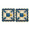 Image 1 : 0.26 CTW Blue Color Diamond Square Cluster Earrings 10KT Yellow Gold - REF-30K2W