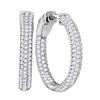 Image 1 : 1.19 CTW Pave-set Diamond Hoop Earrings 14KT White Gold - REF-187F4N