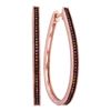 Image 1 : 0.25 CTW Red Color Diamond Slender Large Unique Hoop Earrings 10KT Rose Gold - REF-37K5W