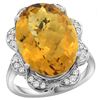 Image 1 : Natural 13.83 ctw quartz & Diamond Engagement Ring 14K White Gold - REF-117M6H