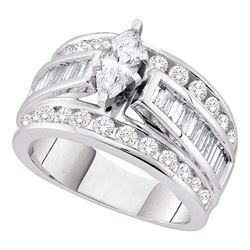 3 CTW Marquise Diamond EGL Certified Bridal Engagement Ring 14k White Gold - REF-449W9K