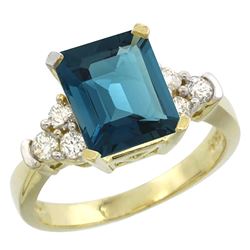 Natural 2.86 ctw london-blue-topaz & Diamond Engagement Ring 10K Yellow Gold - REF-54R3Z