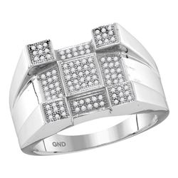 0.45 CTW Mens Diamond Square Corner Cluster Ring 10KT White Gold - REF-44X9Y