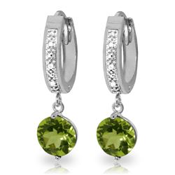 Genuine 2.63 ctw Peridot & Diamond Earrings Jewelry 14KT White Gold - REF-56T2A