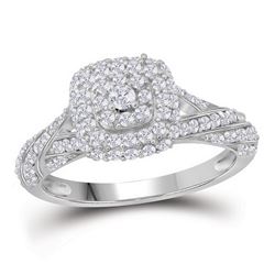 0.80 CTW Diamond Solitaire Halo Bridal Engagement Ring 10KT White Gold - REF-41W9K