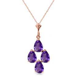 Genuine 1.50 ctw Amethyst Necklace Jewelry 14KT Rose Gold - REF-20V4W