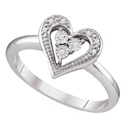 0.02 CTW Diamond Heart Cluster Ring 10KT White Gold - REF-12W2K