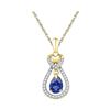 Image 1 : 0.16 CTW Oval Created Blue Sapphire Solitaire Pendant 10KT Yellow Gold - REF-13M4H