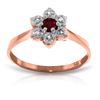 Image 1 : Genuine 0.23 ctw Ruby & Diamond Ring Jewelry 14KT Rose Gold - REF-30A6K