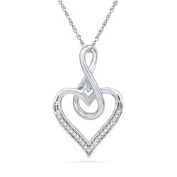 0.07 CTW Diamond Infinity Heart Love Pendant 10KT White Gold - REF-10H5M