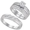 Image 1 : 0.40 CTW His & Hers Diamond Solitaire Matching Bridal Ring 10KT White Gold - REF-44N9F