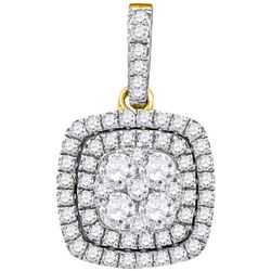 0.88 CTW Diamond Square Pendant 14KT Yellow Gold - REF-82Y4X