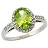 Image 1 : Natural 1.49 ctw Peridot & Diamond Engagement Ring 14K White Gold - REF-32F5N