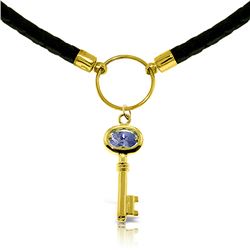 Genuine 0.50 ctw Tanzanite Necklace Jewelry 14KT Yellow Gold - REF-68N9R