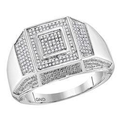 0.68 CTW Mens Diamond Square Cluster Ring 10KT White Gold - REF-75H2M