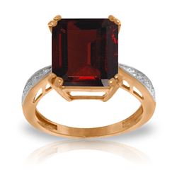 Genuine 7.52 ctw Garnet & Diamond Ring Jewelry 14KT Rose Gold - REF-91N3R