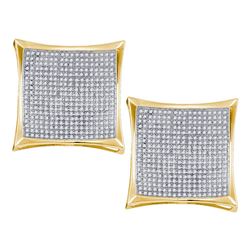 2.01 CTW Diamond Square Kite Cluster Screwback Earrings 10KT Yellow Gold - REF-142M4H