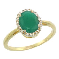 Natural 1.52 ctw Emerald & Diamond Engagement Ring 10K Yellow Gold - REF-29X7A