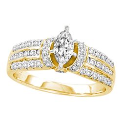 1.03 CTW Marquise Diamond Solitaire Bridal Engagement Ring 14KT Yellow Gold - REF-165K2W