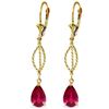 Image 1 : Genuine 3.5 ctw Ruby Earrings Jewelry 14KT Yellow Gold - REF-55Z3N