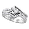 1.51 CTW Diamond 2-stone Bridal Wedding Engagement Ring 14KT White Gold - REF-149K9W