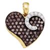 0.75 CTW Cognac-brown Color Diamond Heart Love Pendant 10KT Yellow Gold - REF-22W4K