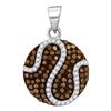 0.45 CTW Cognac-brown Color Diamond Circle Cluster Pendant 10KT White Gold - REF-20K9W