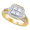 Image 1 : 1 CTW Princess Diamond Cluster Bridal Engagement Ring 14KT Yellow Gold - REF-146Y9X