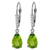 Image 1 : Genuine 3.15 ctw Peridot & Diamond Earrings Jewelry 14KT White Gold - REF-44F3Z