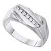 Image 1 : 0.12 CTW Mens Diamond Wedding Ring 10KT White Gold - REF-22K4W