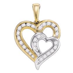 0.35 CTW Diamond Heart Love 2-tone Pendant 10KT Yellow Gold - REF-30M2H