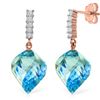 Genuine 27.95 ctw Blue Topaz & Diamond Earrings Jewelry 14KT Rose Gold - REF-87X5M