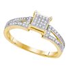 0.15 CTW Diamond Square Cluster Bridal Wedding Engagement Ring 10KT Yellow Gold - REF-16N4F