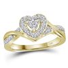 0.25 CTW Diamond Heart Love Ring 10KT Yellow Gold - REF-28W4K