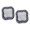 Image 1 : 0.97 CTW Black Color Diamond Cluster Earrings 10KT White Gold - REF-37W5K