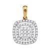 Image 1 : 0.33 CTW Diamond Square Cluster Pendant 14KT Yellow Gold - REF-37N5F