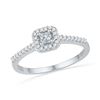 Image 1 : 0.25 CTW Princess Diamond Solitaire Square Halo Bridal Ring 10KT White Gold - REF-22W4K