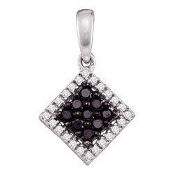 0.30 CTW Black Color Diamond Diagonal Square Pendant 10KT White Gold - REF-14H9M