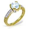 Genuine 1.80 ctw Aquamarine & Diamond Ring Jewelry 14KT Yellow Gold - REF-102N4R