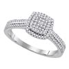 0.33 CTW Diamond Square Cluster Ring 10KT White Gold - REF-31N4F