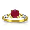 Genuine 1.02 ctw Ruby & Diamond Ring Jewelry 14KT Yellow Gold - REF-30T9A